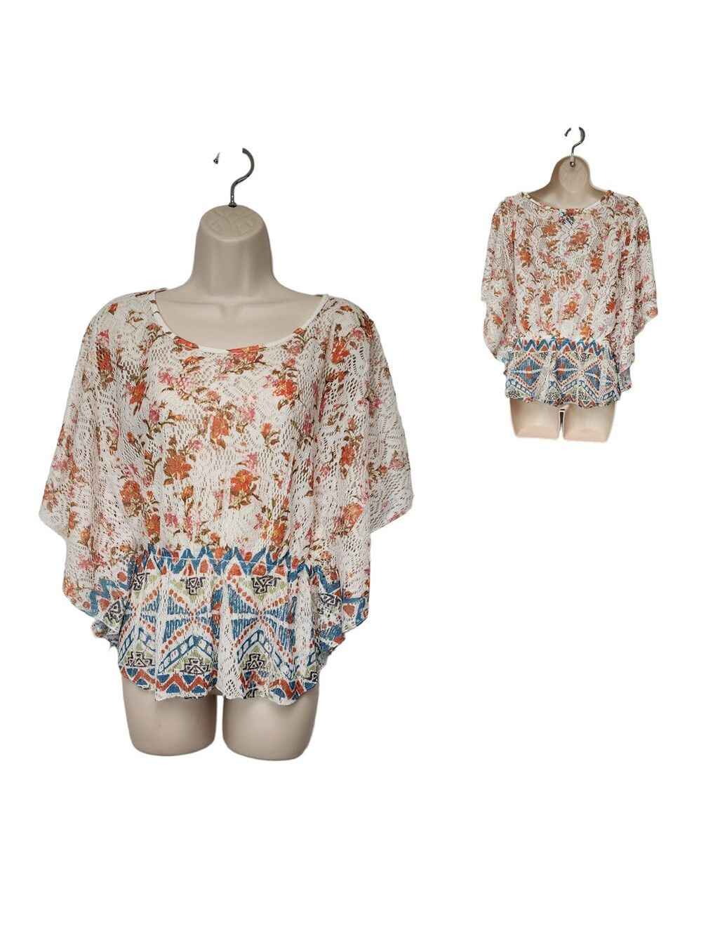 Color of Love Kimono Lace Multicolor Top Blouse Junior Size XL